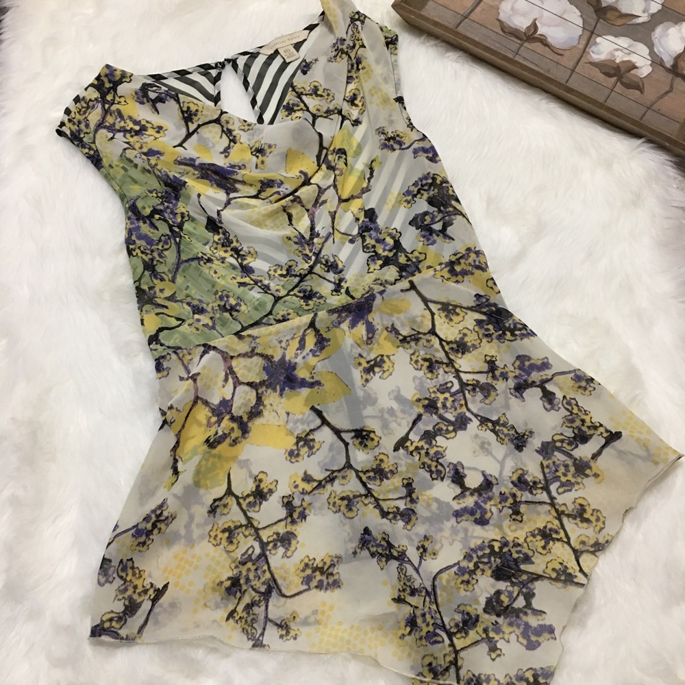 Jonathan Martin Abstract Sheer Print Peplum Blouse